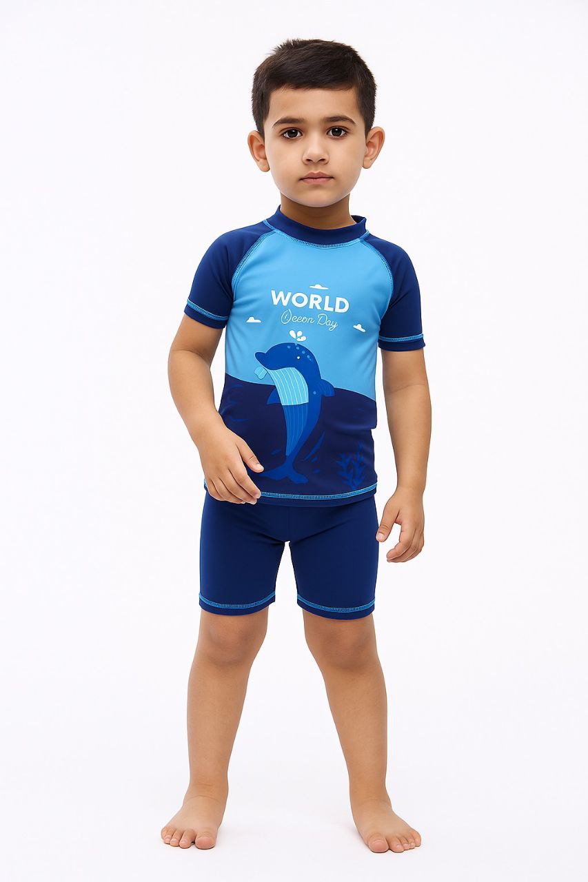 Boys Half-sleeve swimsuit and shorts 2 pieces