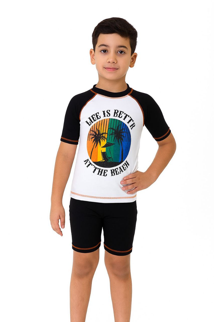 Boys Half-sleeve swimsuit and shorts 2 pieces
