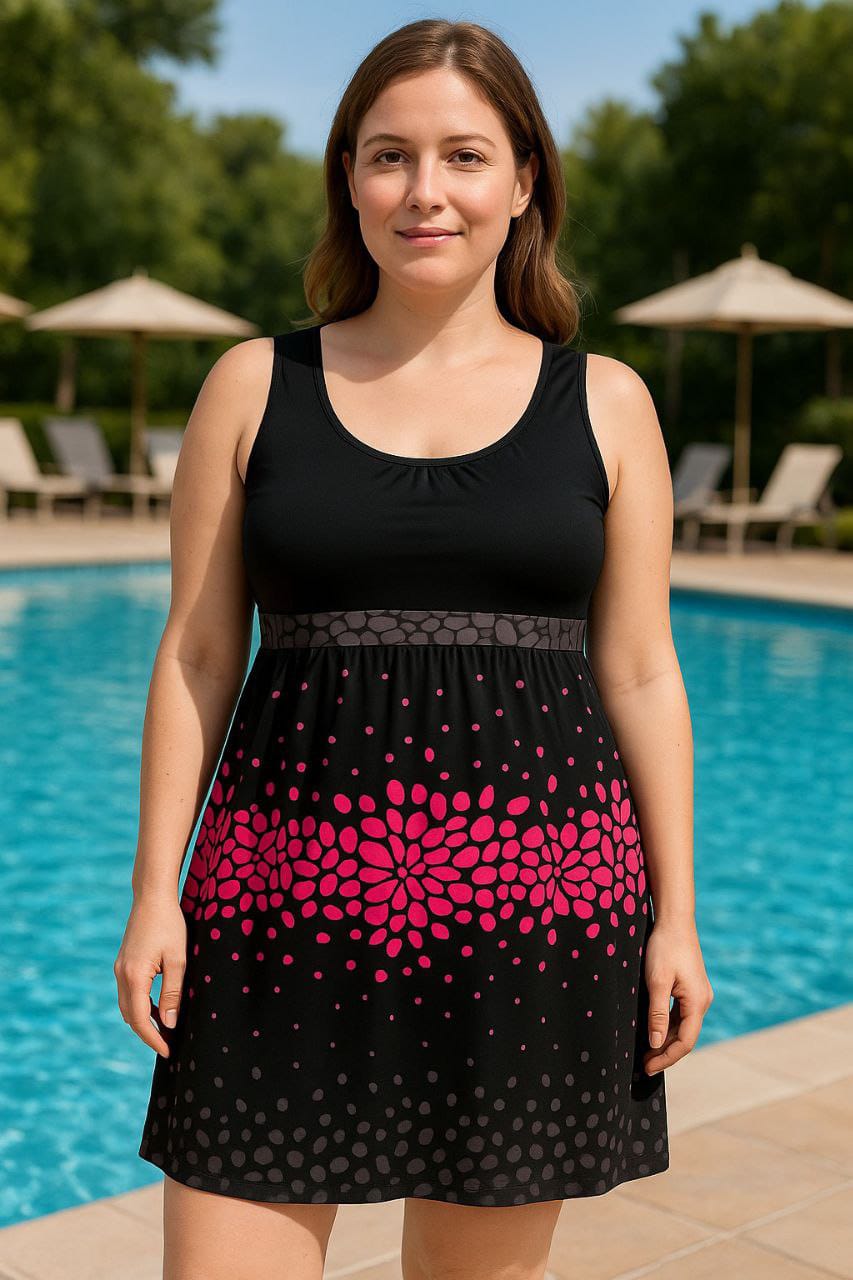 Big size swim dress with shorts