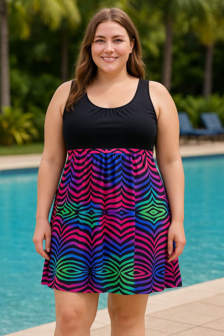 Big size swim dress with shorts