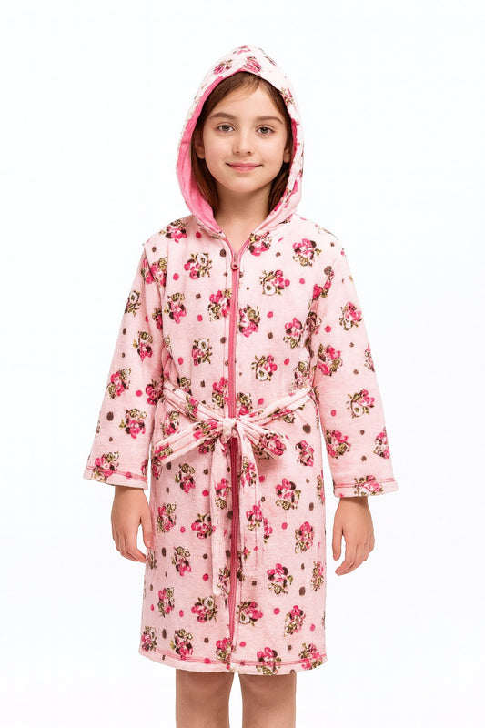 Kids' Printed Hooded Bathrobe - Fleece - 6 Designs
