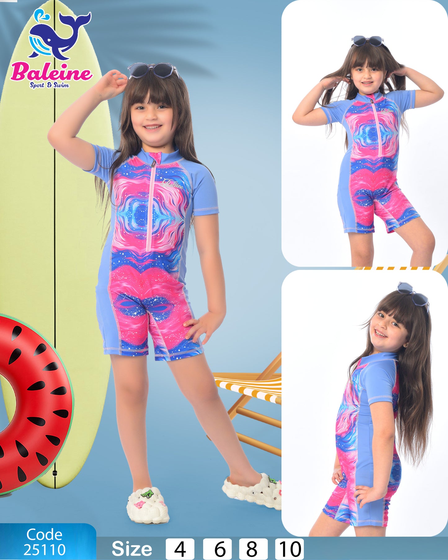 Girls  Half-sleeve swimsuit and shorts
