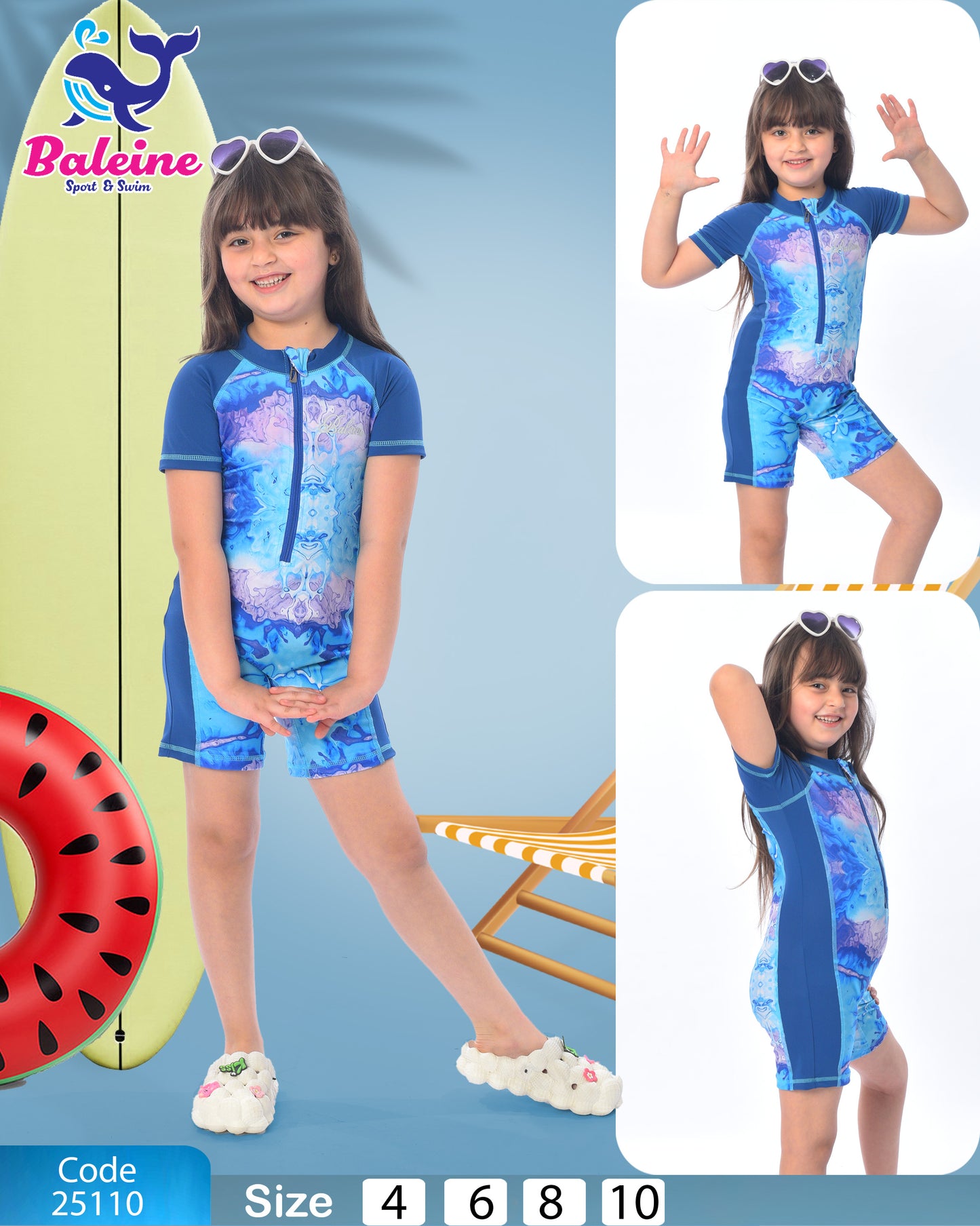 Girls  Half-sleeve swimsuit and shorts