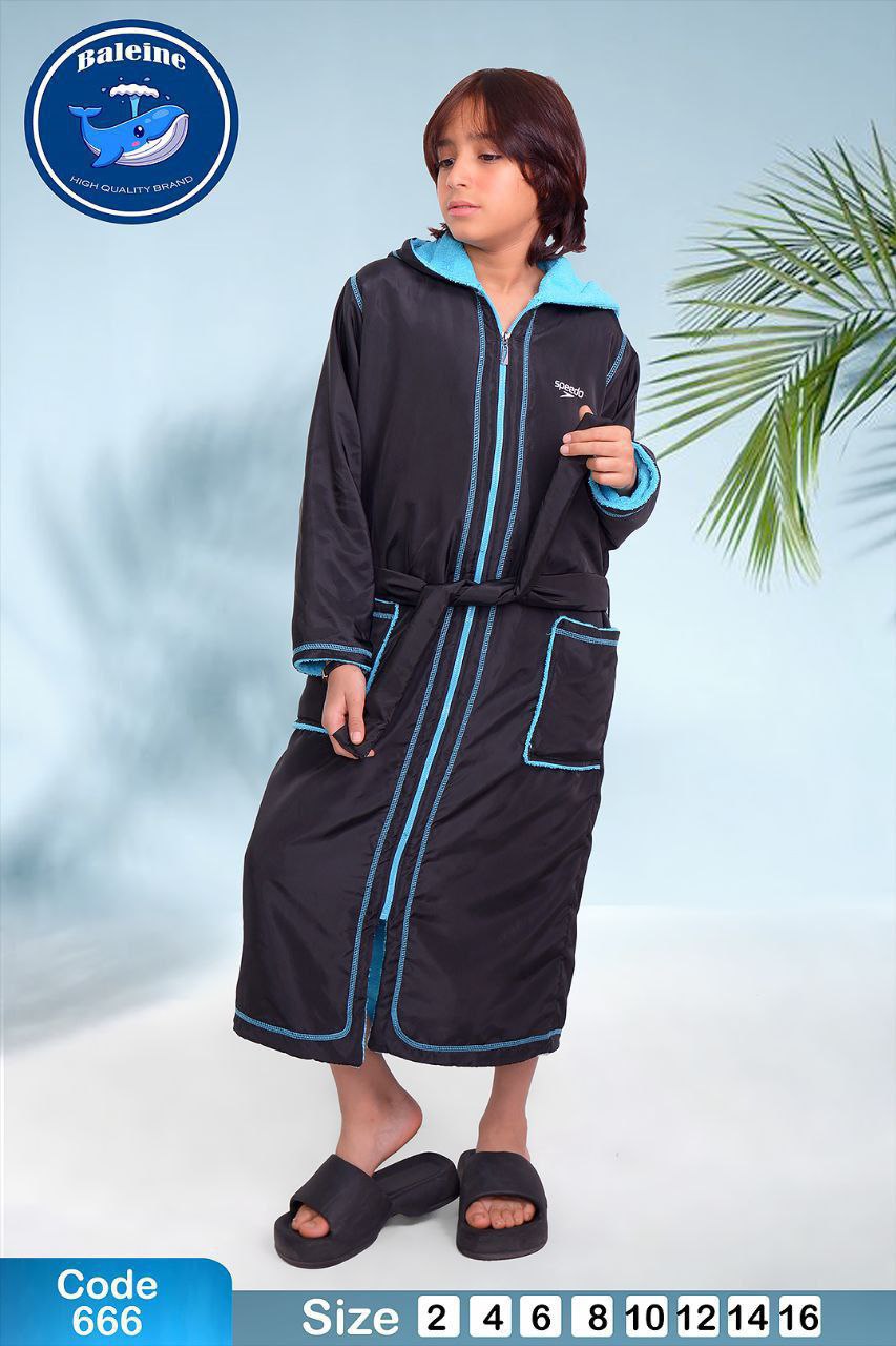 Kids Swim Robe with Hood – Cotton Towel Inside