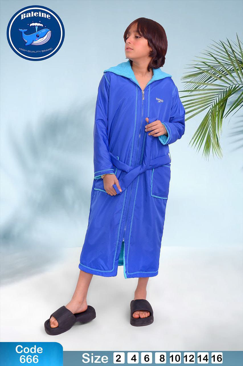 Kids Swim Robe with Hood – Cotton Towel Inside