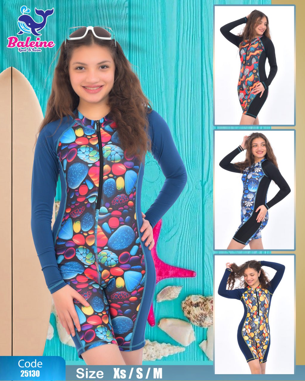 Swimsuit with sleeves and shorts small size