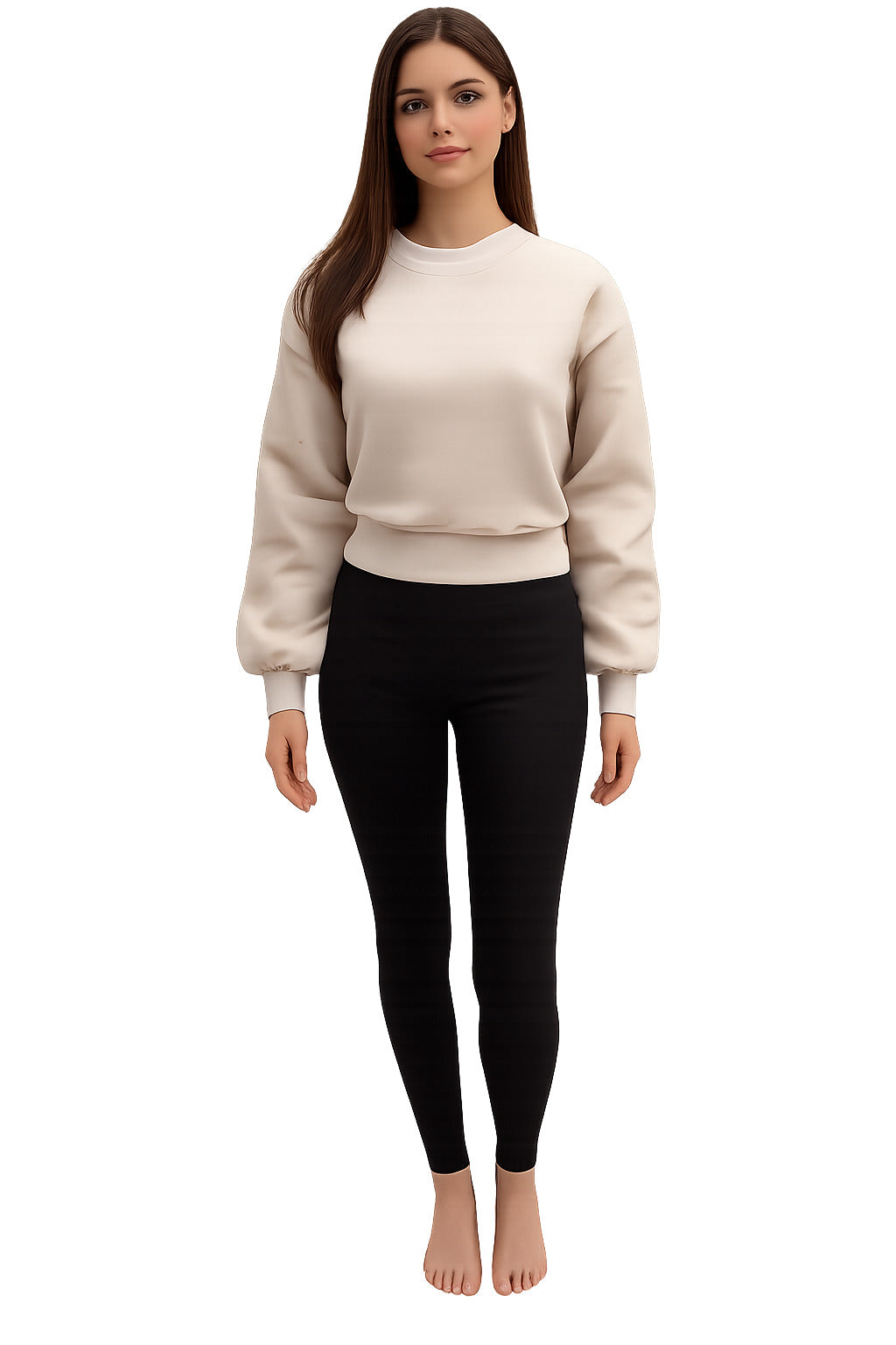 Plain Melton Crop Sweatshirt – One Size (55–75 KG)