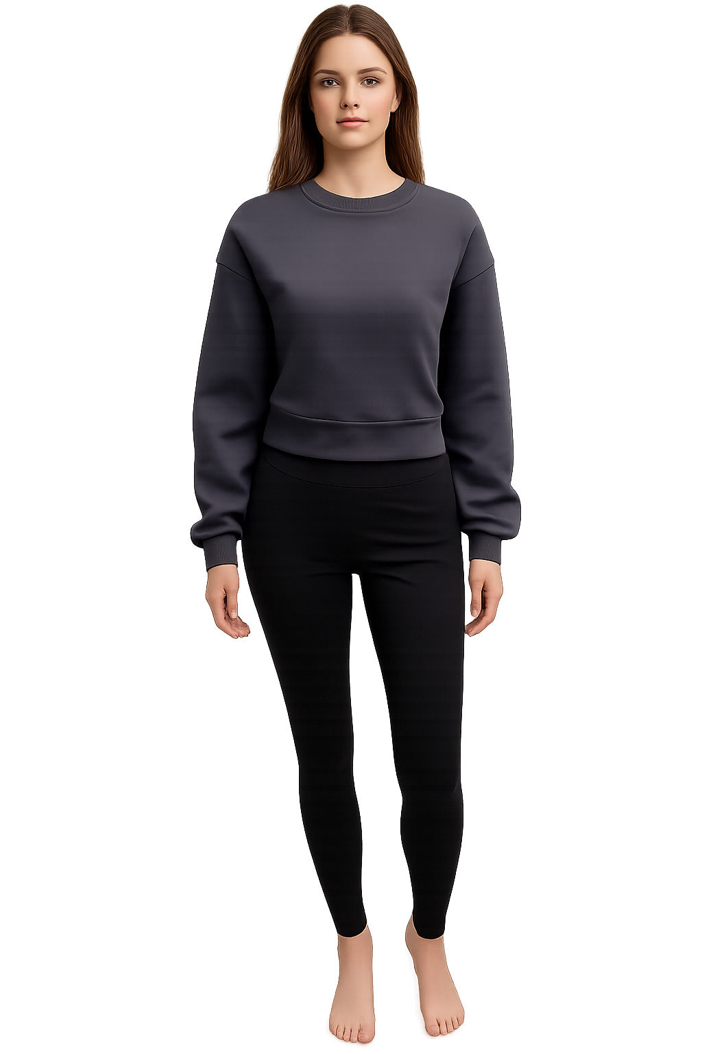 Plain Melton Crop Sweatshirt – One Size (55–75 KG)