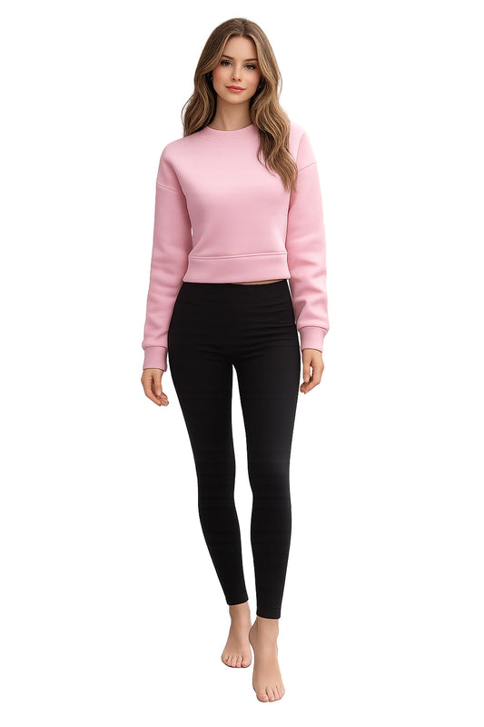 Plain Melton Crop Sweatshirt – One Size (55–75 KG)