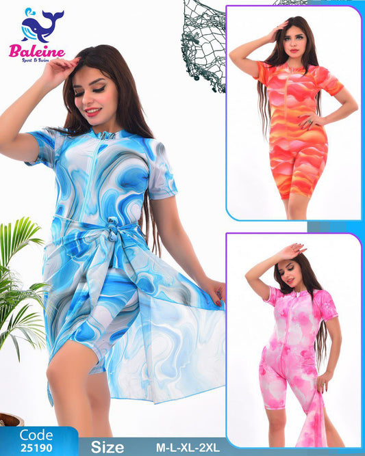 Swimsuit with   half  sleeves and shorts