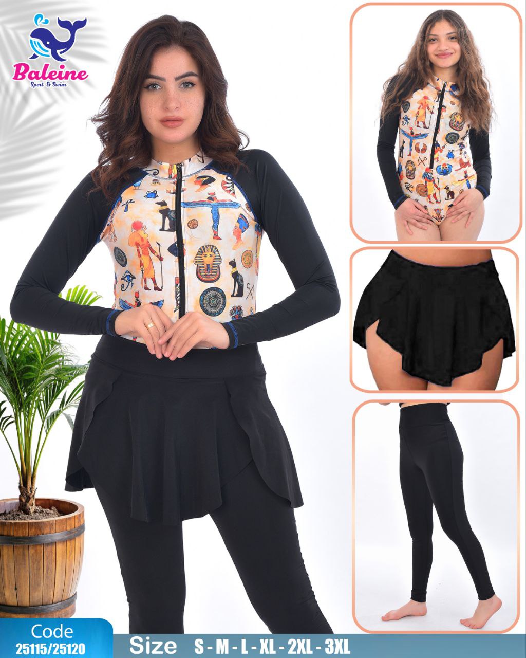 Islamic French cut swimsuit with sleeves
