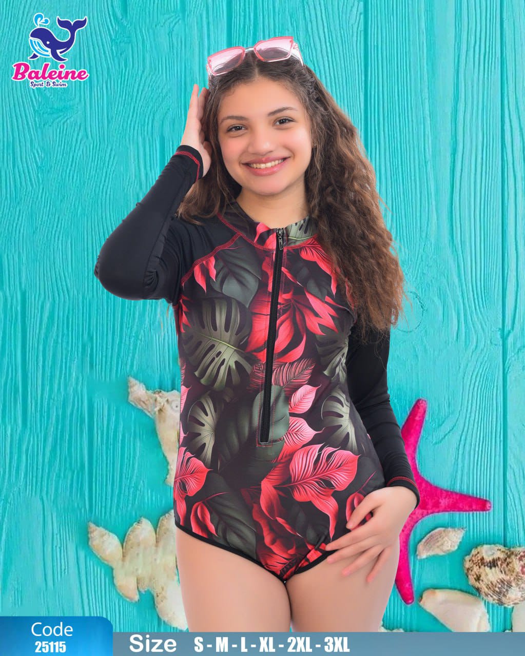 French cut swimsuit with sleeves