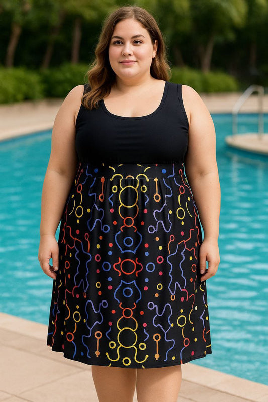Big size swim dress with shorts