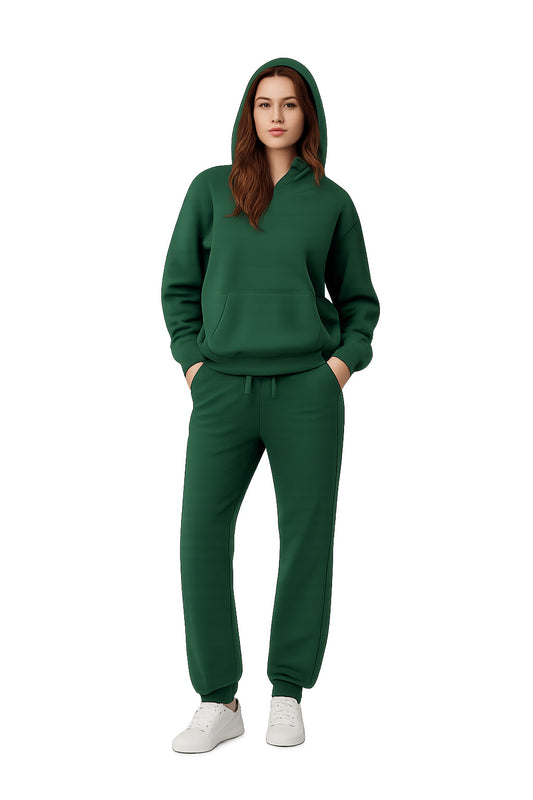 Solid Melton Hoodie & Joggers Set - 9 Colors