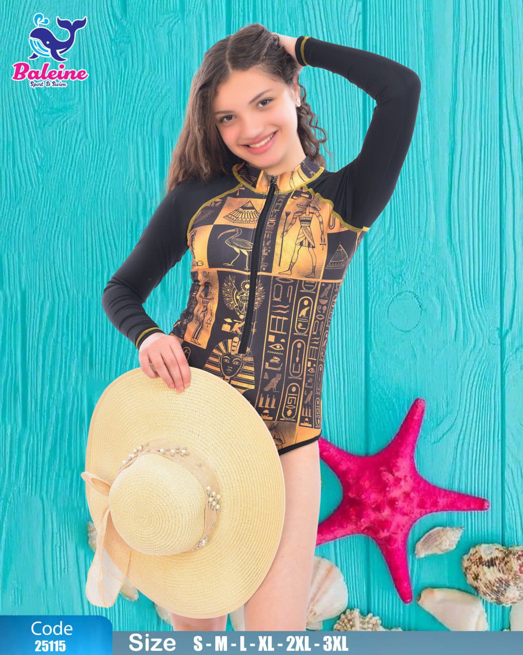 French cut swimsuit with sleeves